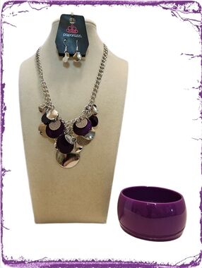 Paparazzi Purple & Silver Tone Necklace Set
